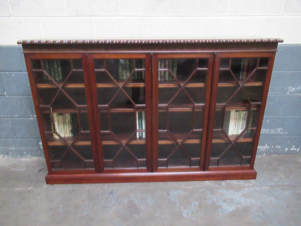 Large mahogany four glazed  doors bookcase View IX
