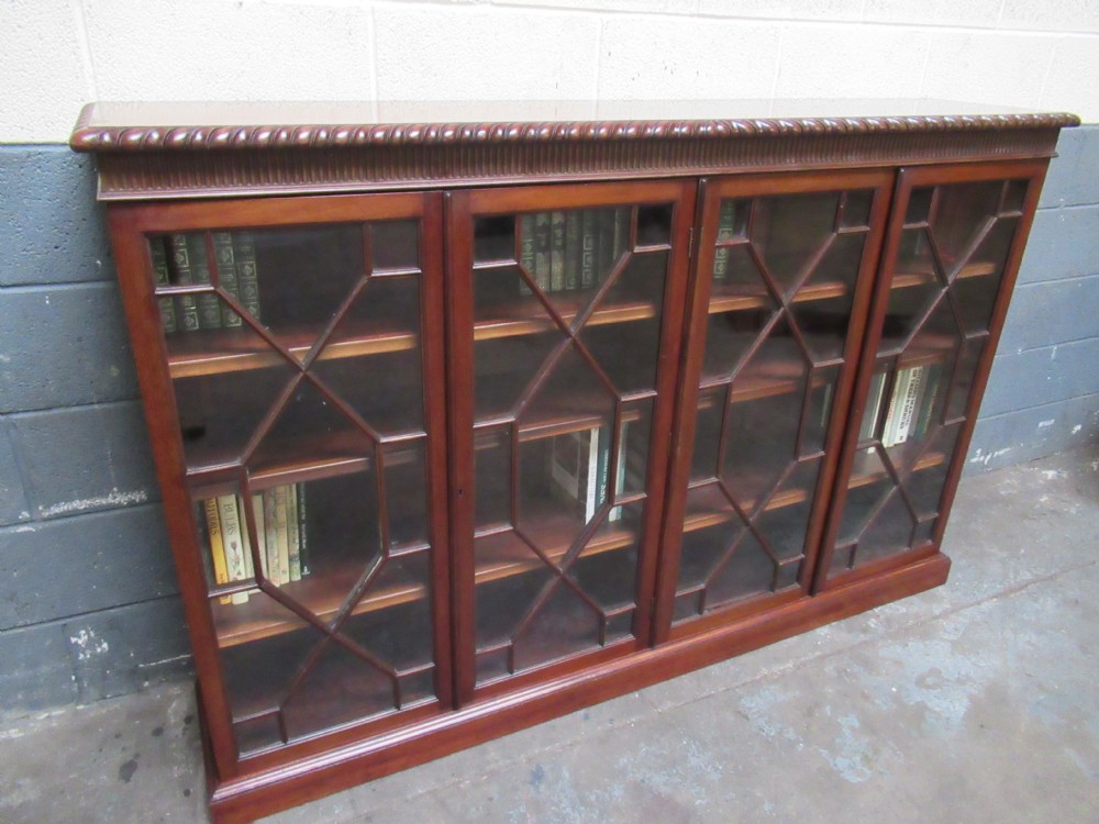Large mahogany four glazed  doors bookcase
