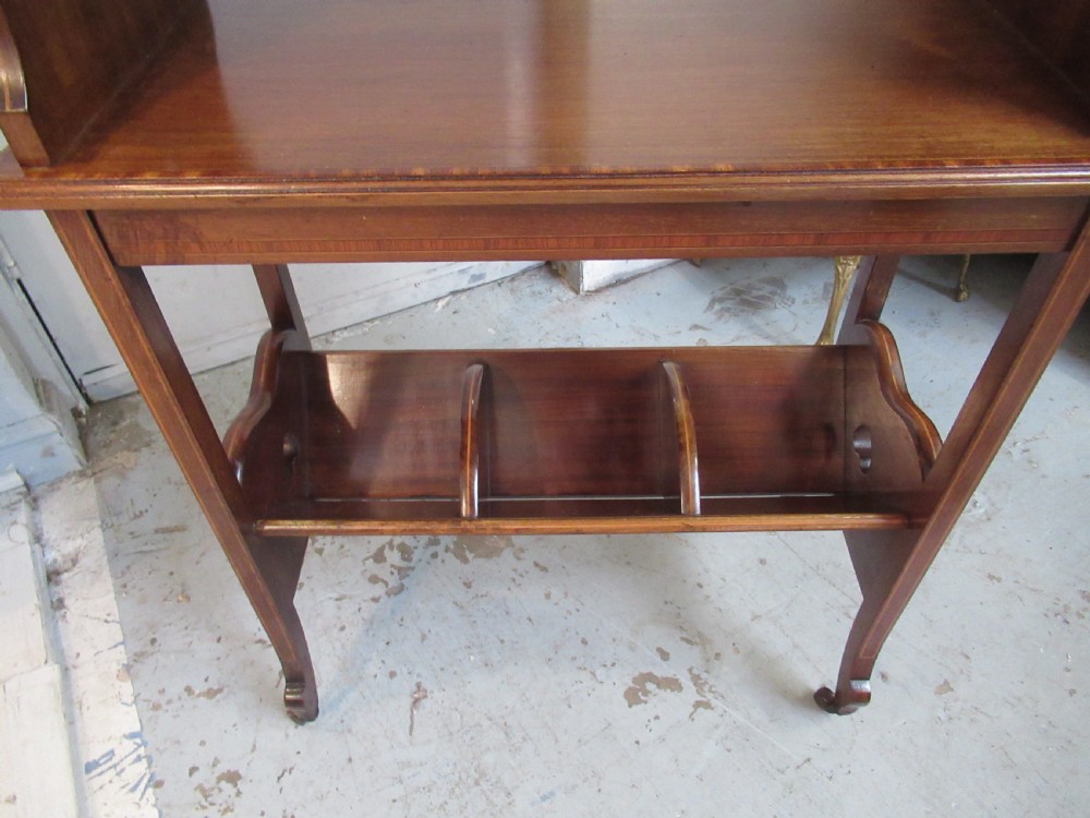 Edwardian mahogany book trough  View II
