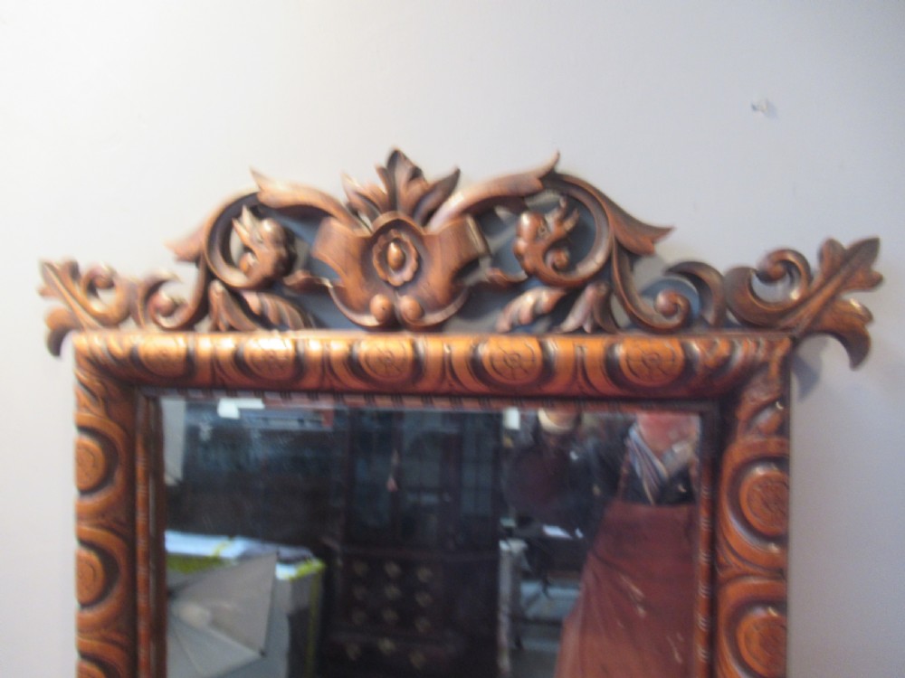 19th century carved pine wall mirror View IV