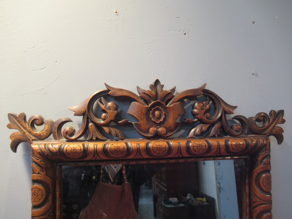 19th century carved pine wall mirror View V