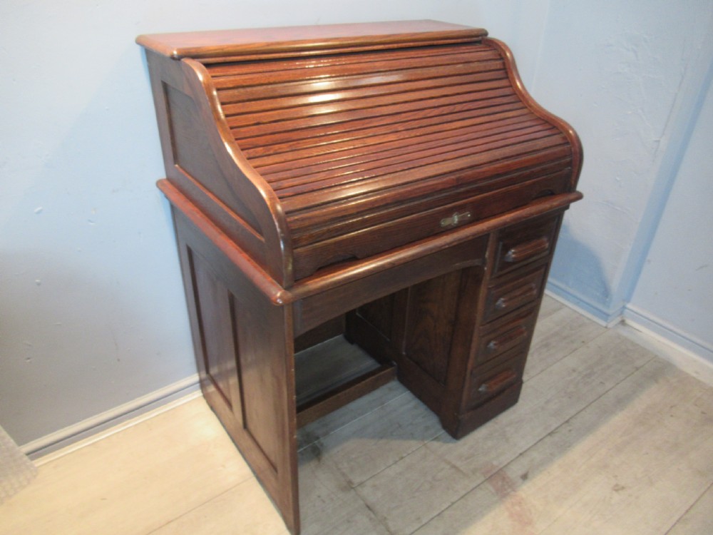 Small Size  oak roll top desk View X