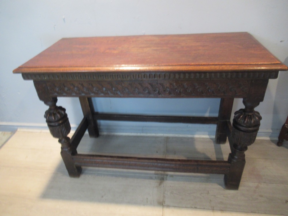17th century style oak carved side table  View II