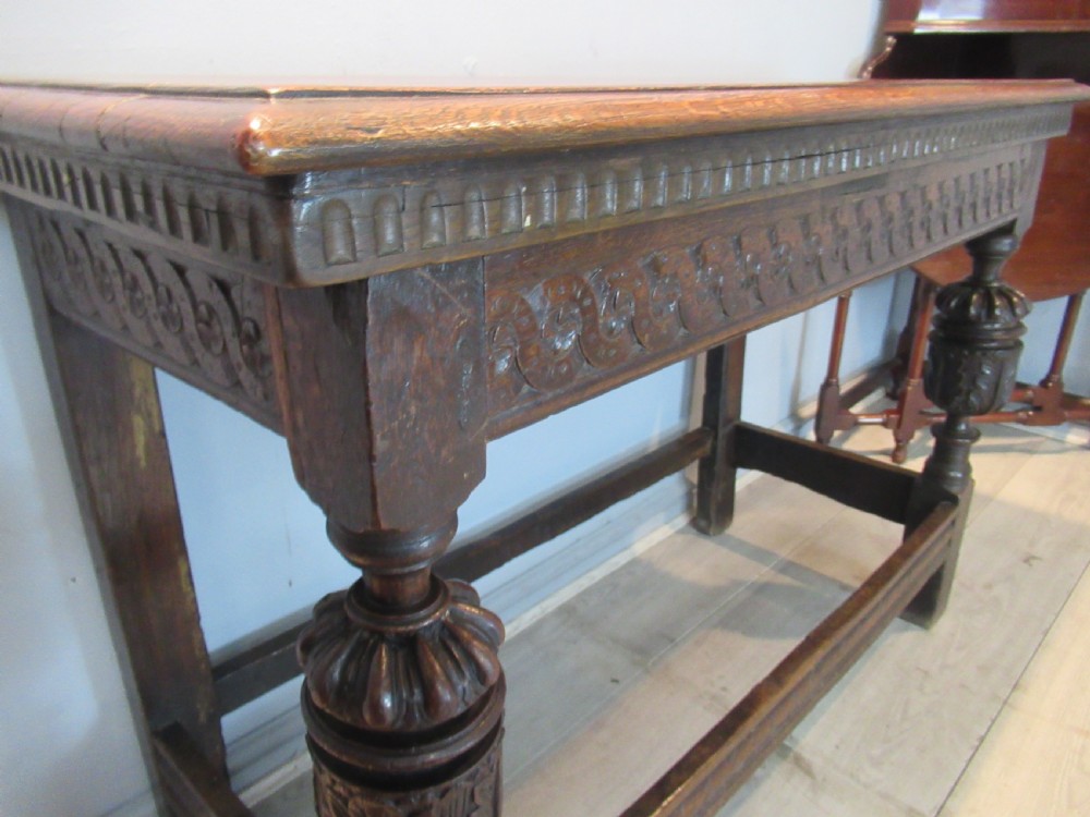 17th century style oak carved side table  View IV