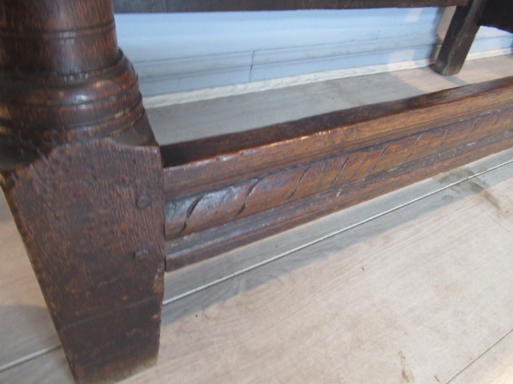 17th century style oak carved side table  View V