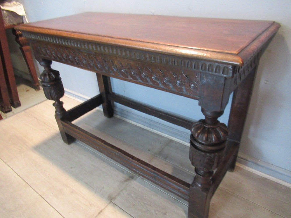 17th century style oak carved side table  View VII