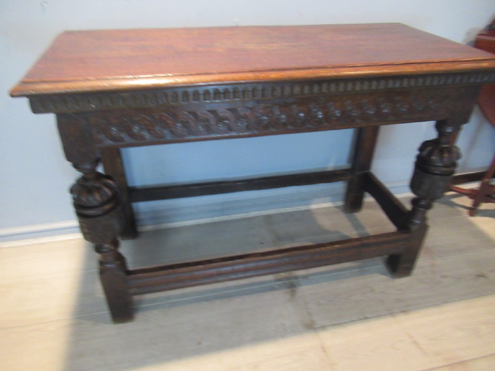 17th century style oak carved side table  View VIII