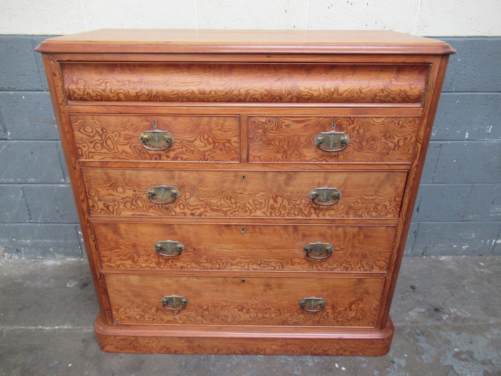Large Victorian period pitch pine chest of drawers