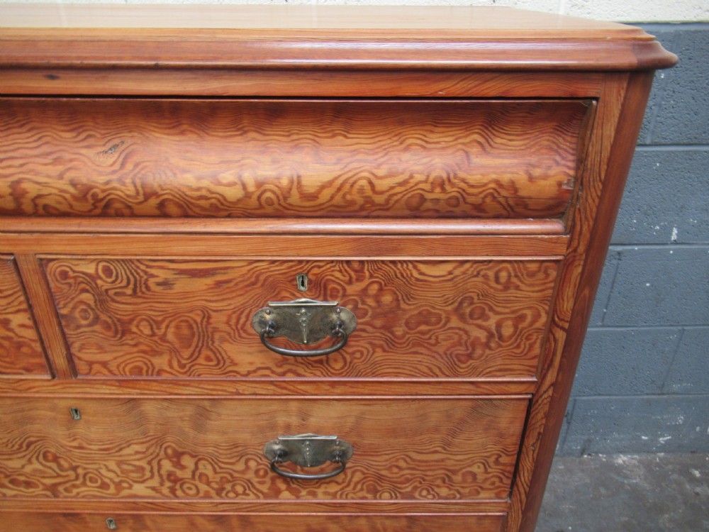 Large Victorian period pitch pine chest of drawers View V