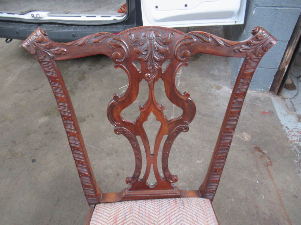 Good set of eight mahogany Chippendale style dining chairs View IX