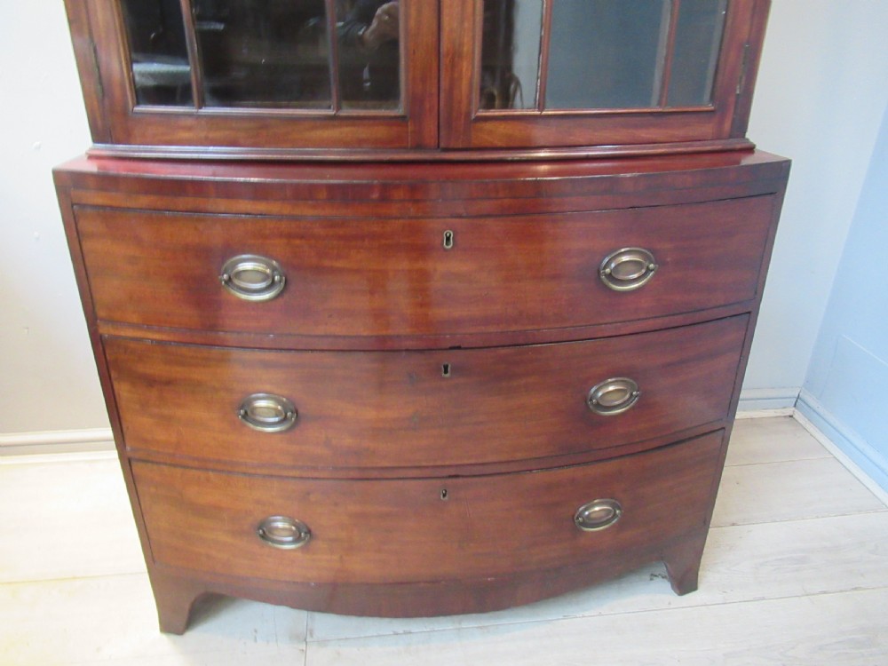Antique mahogany  bow front bookcase on chest View V
