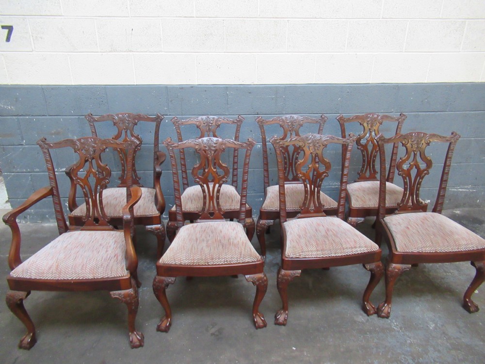 Good set of eight mahogany Chippendale style dining chairs View III