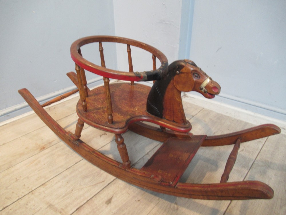 Well loved Victorian   childs  horse rocking chair