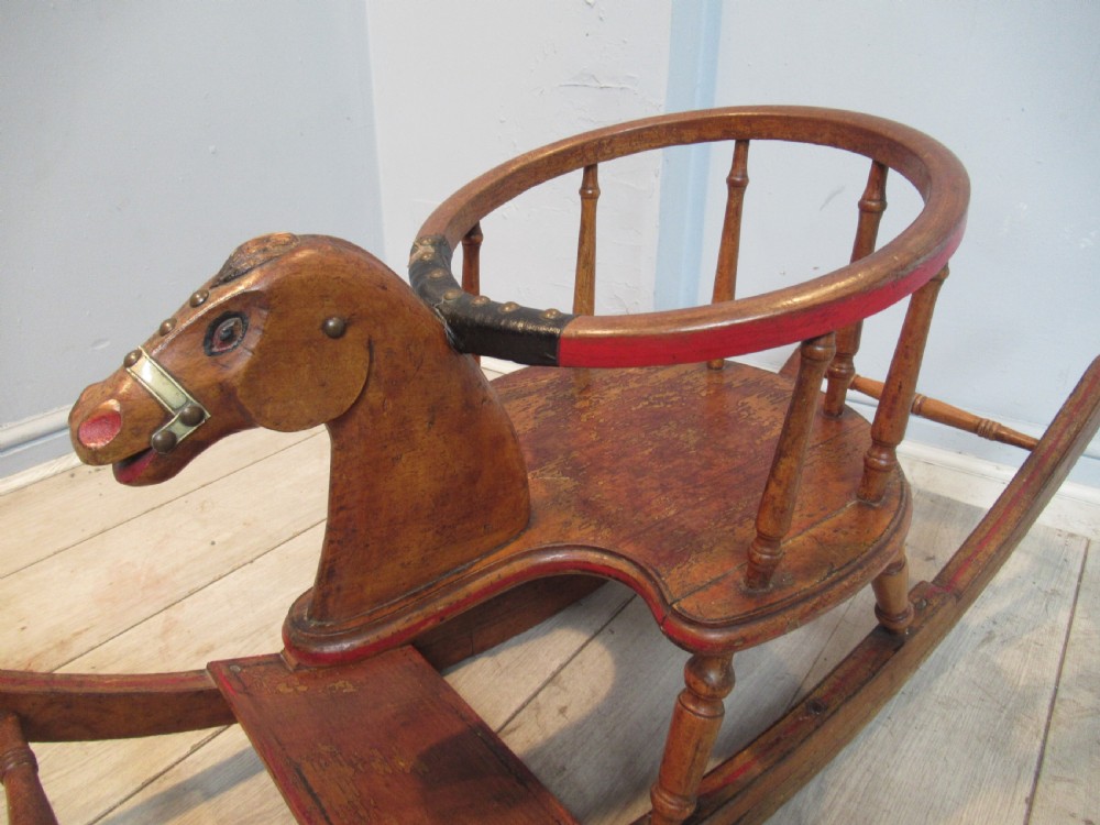 Well loved Victorian   childs  horse rocking chair View V