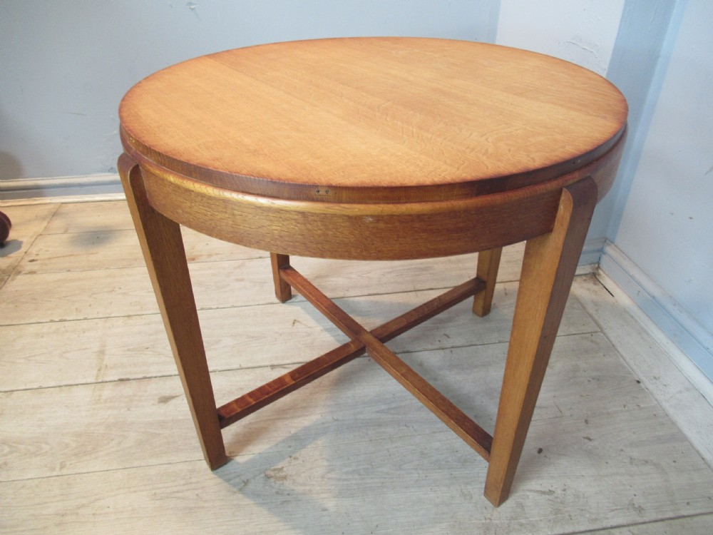 Light oak  round coffee table in the Heals style,