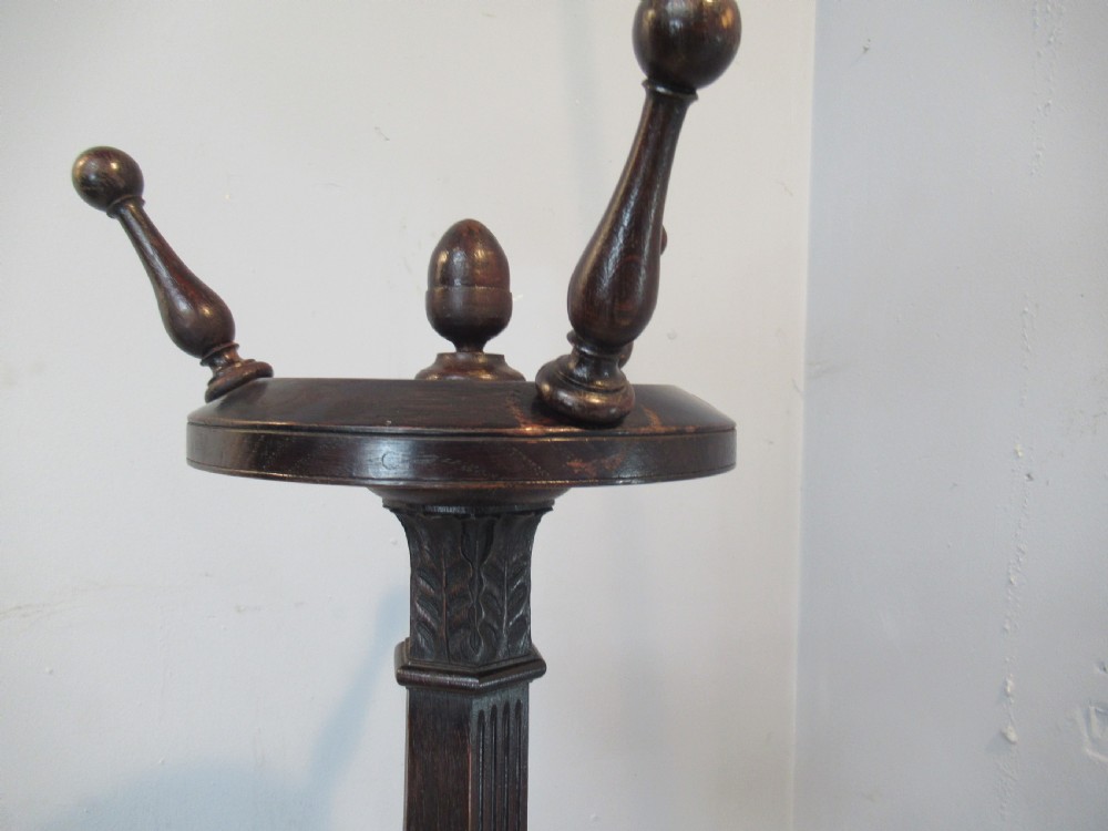Edwardian period oak revolving hat stand View III