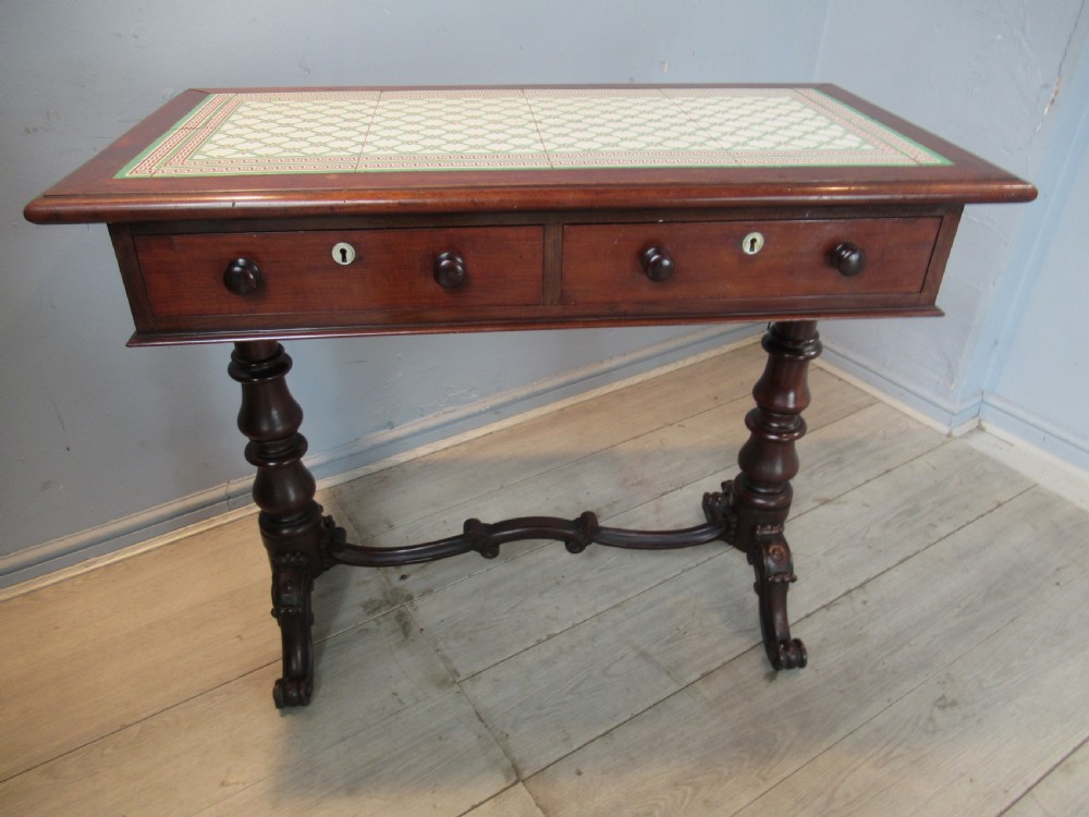 Victorian mahogany  and tile top side table