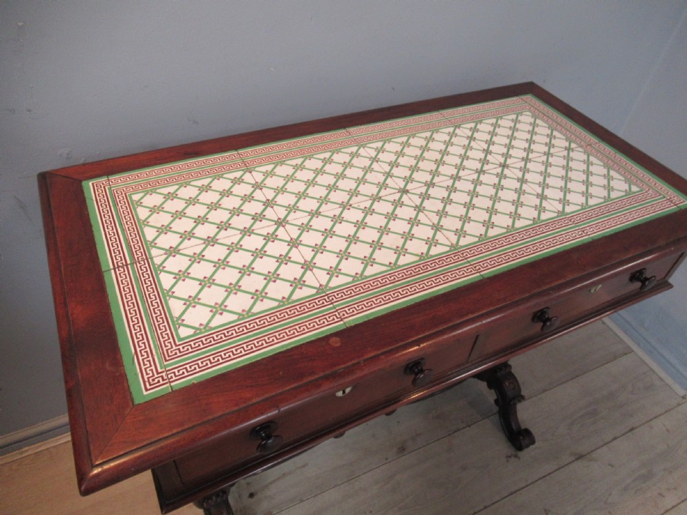 Victorian mahogany  and tile top side table View II