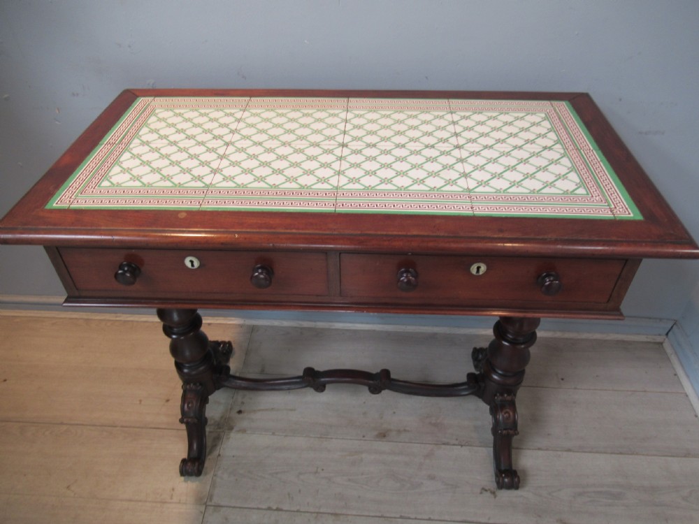 Victorian mahogany  and tile top side table View IV