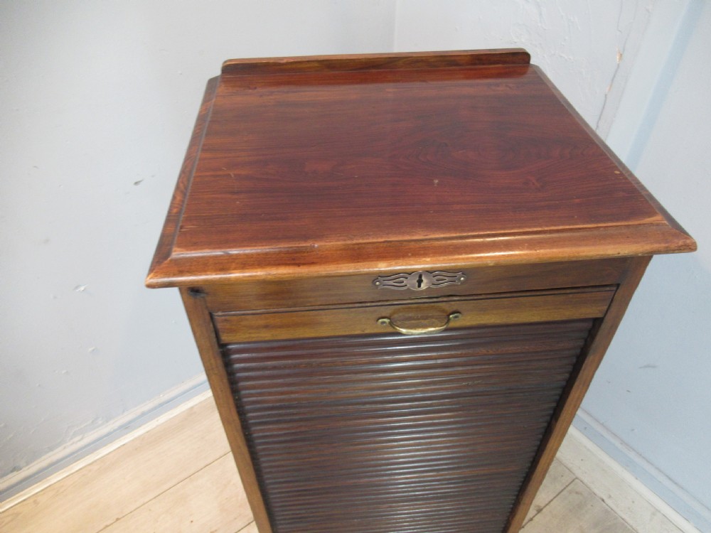 Mahogany tambour roller shutter file cabinet View IV