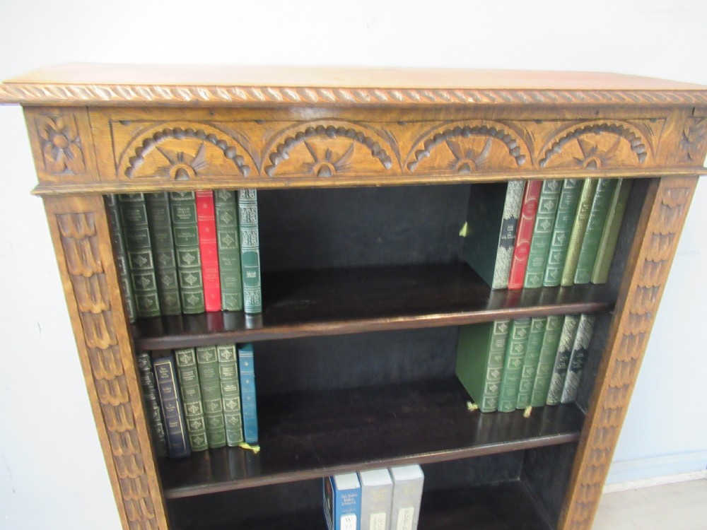 Carved oak open bookcase  View IV