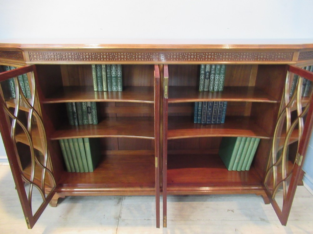 Edwardian period  light mahogany four door bookcase View VI