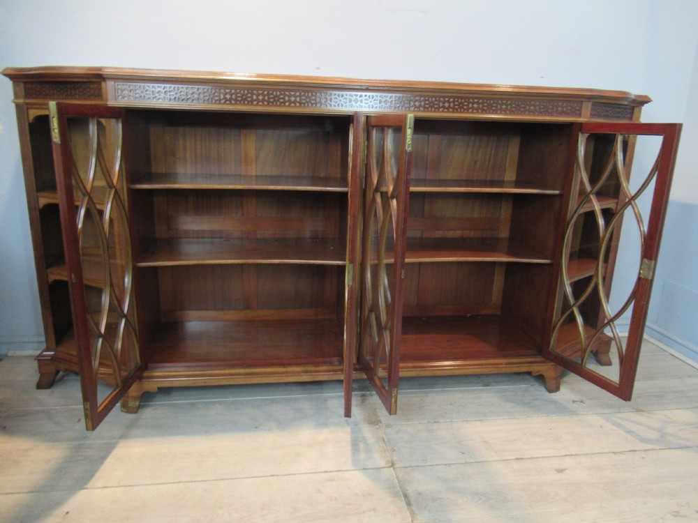 Edwardian period  light mahogany four door bookcase View VII