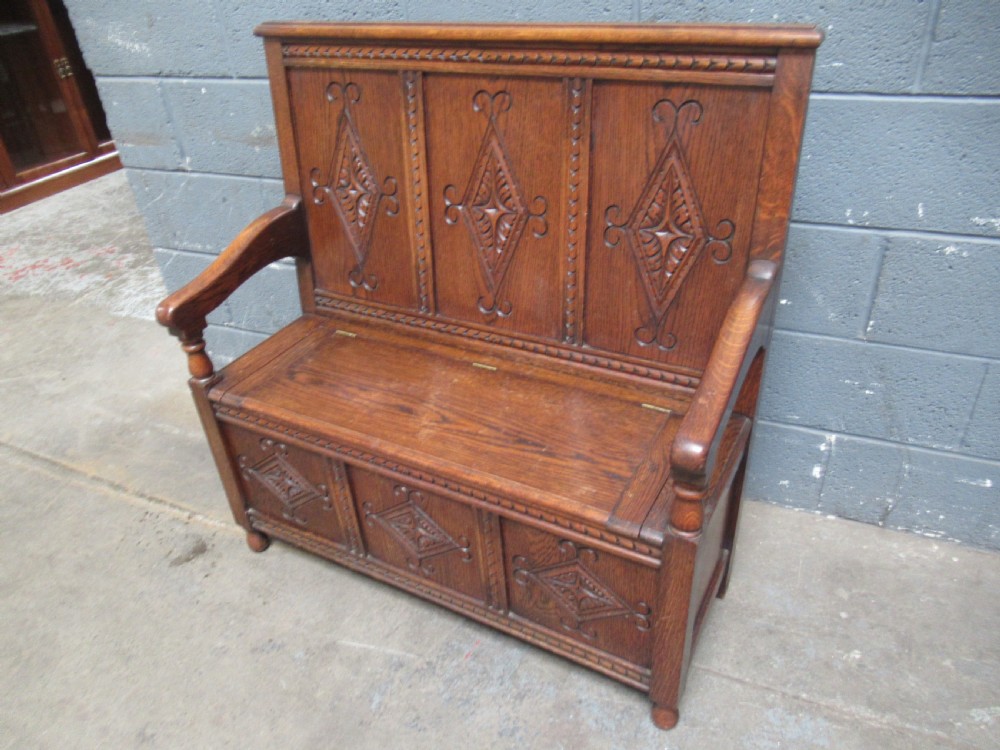 Carved oak bench seat  View VII