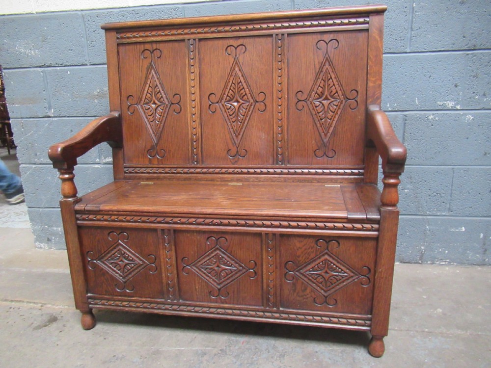 Carved oak bench seat  View VIII