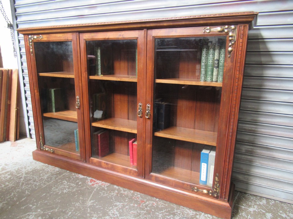  Edwardian Walnut  three door  bookcase 