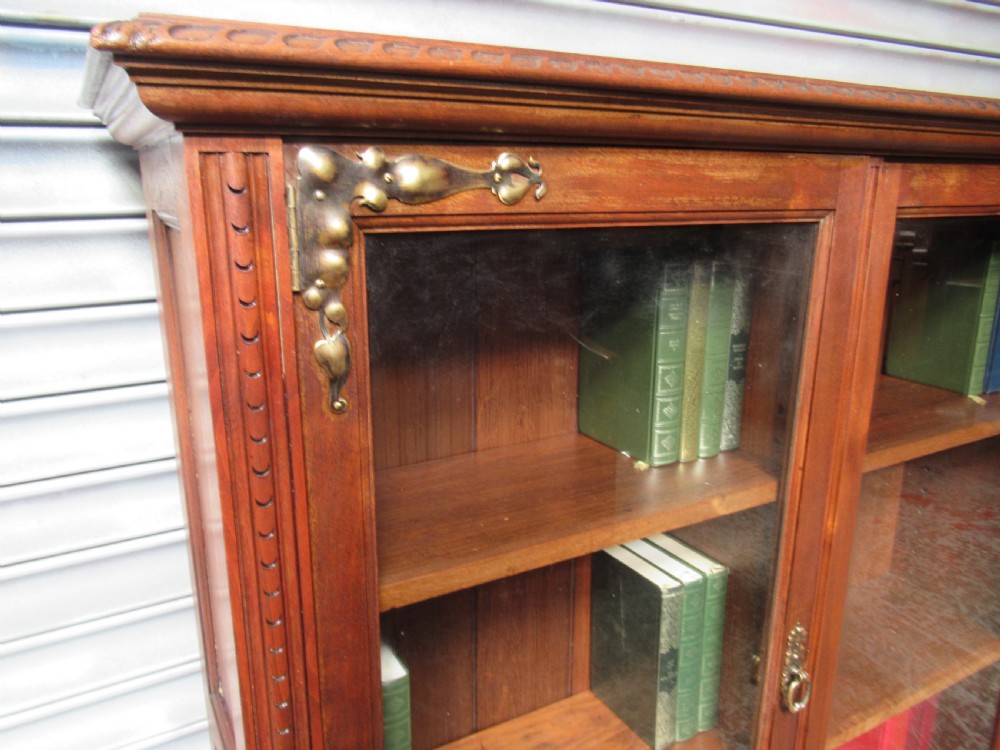  Edwardian Walnut  three door  bookcase  View III