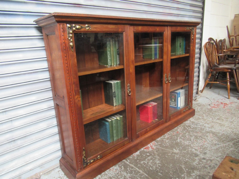  Edwardian Walnut  three door  bookcase  View XIII