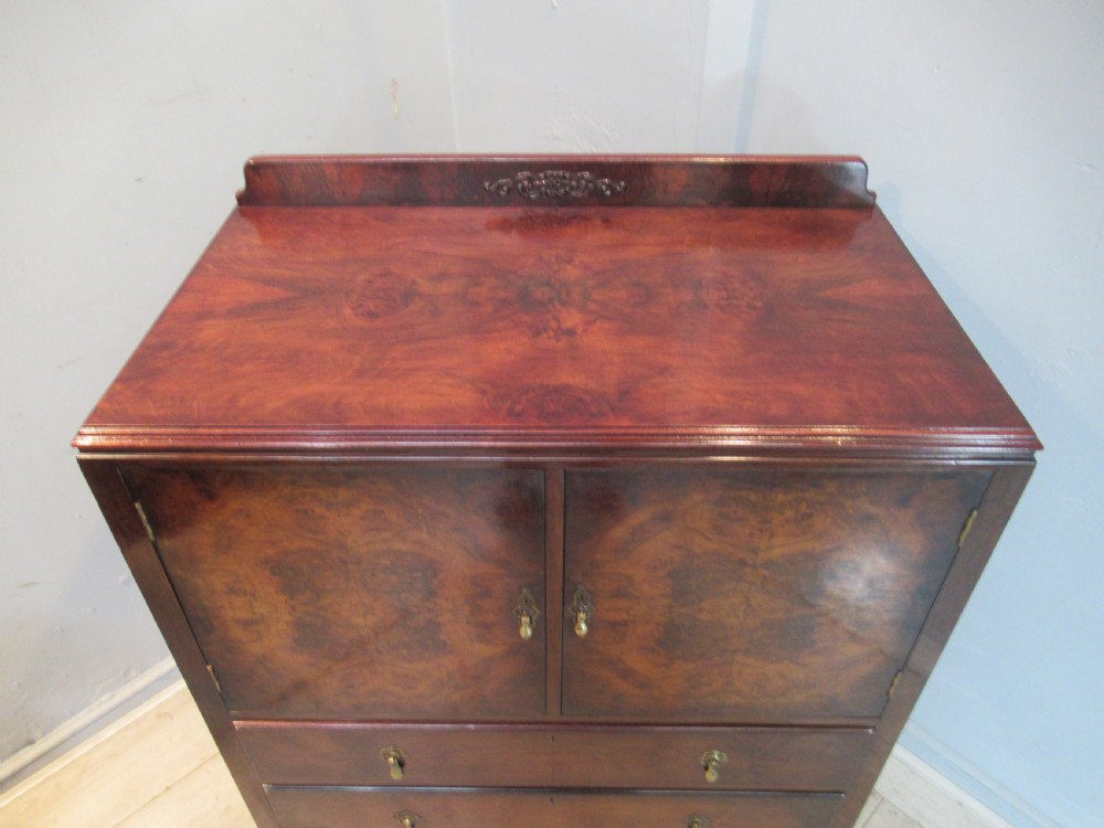 Burr Walnut  tall boy chest View II