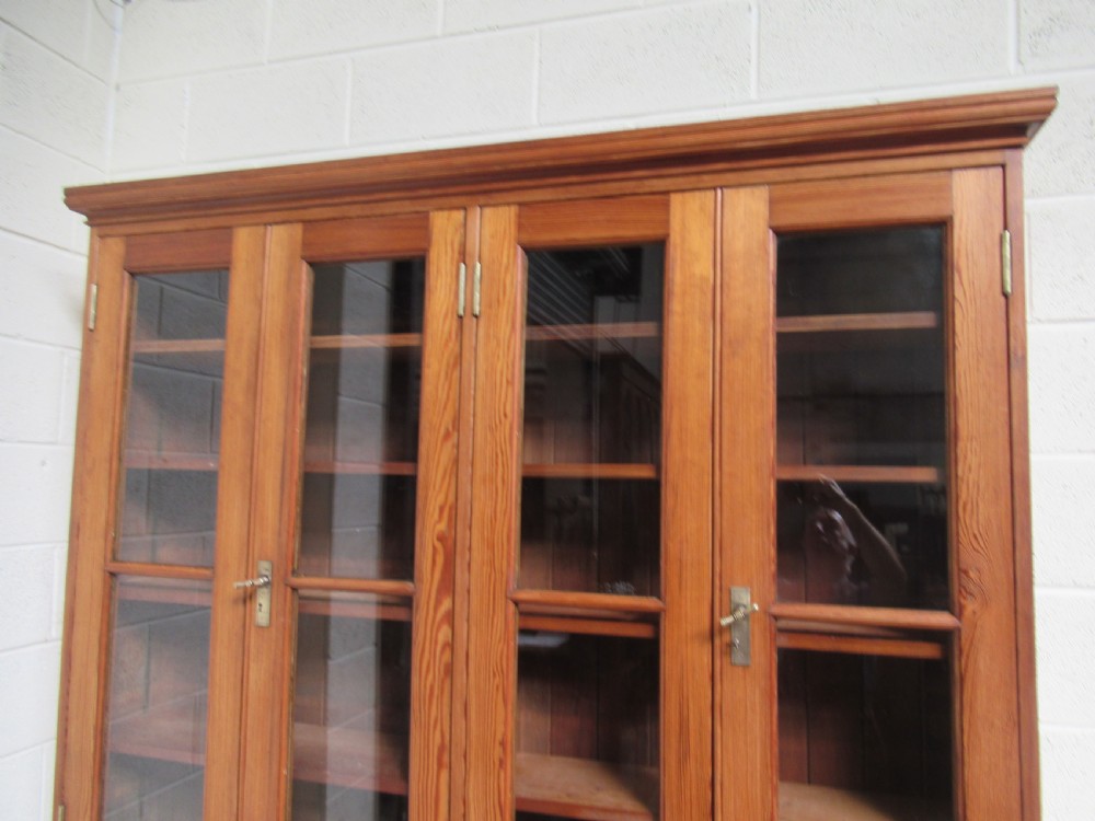 Large Victorian period  pitch pine  bookcase or kitchen cupboard. View II