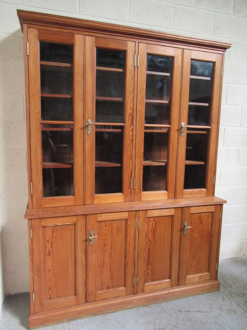 Large Victorian period  pitch pine  bookcase or kitchen cupboard.