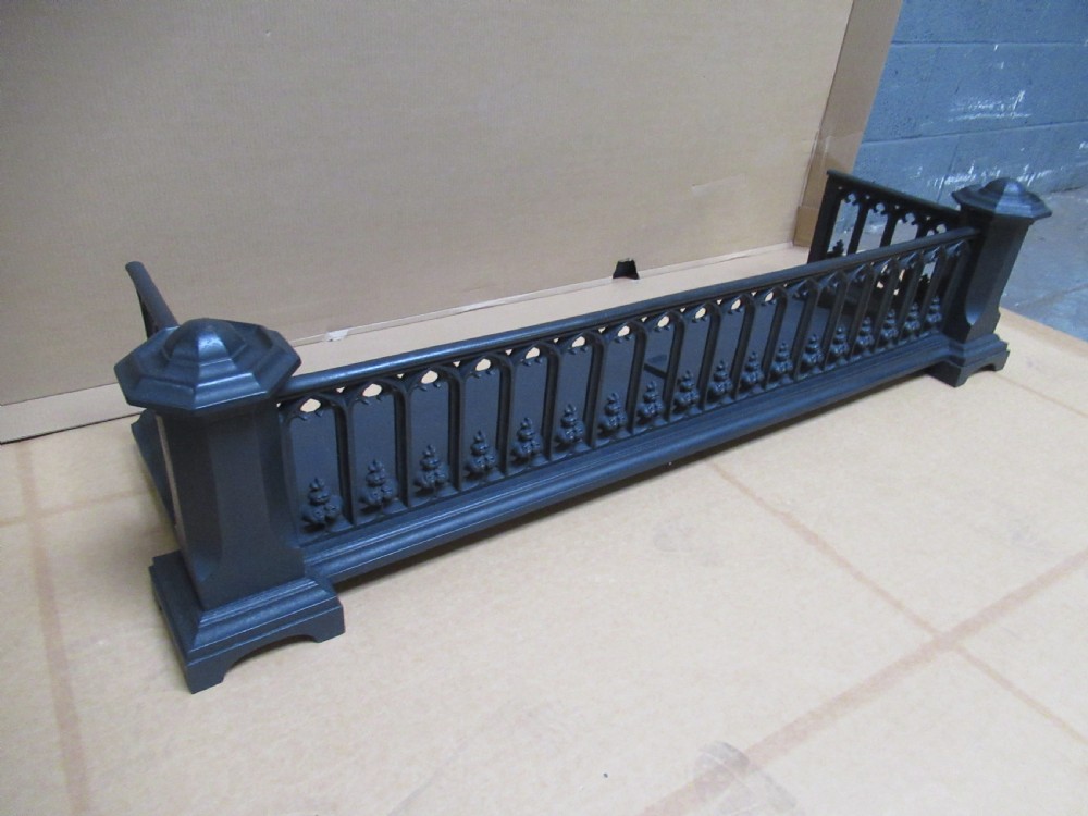 19th century large cast iron fire fender