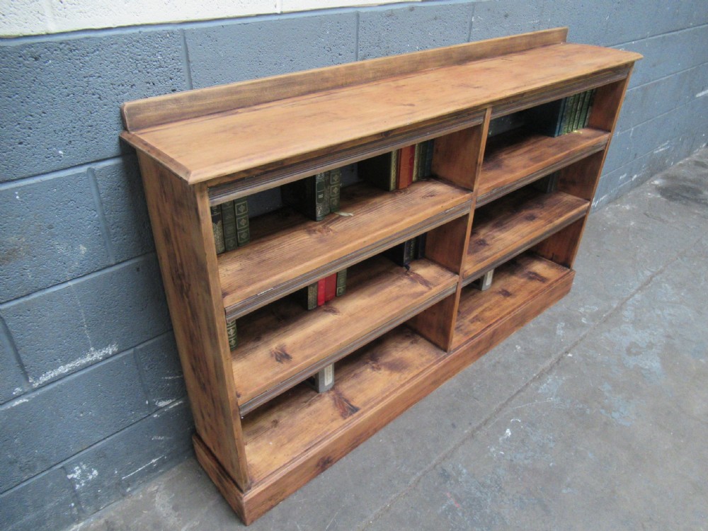 Rustic old pine open bookcase View IV