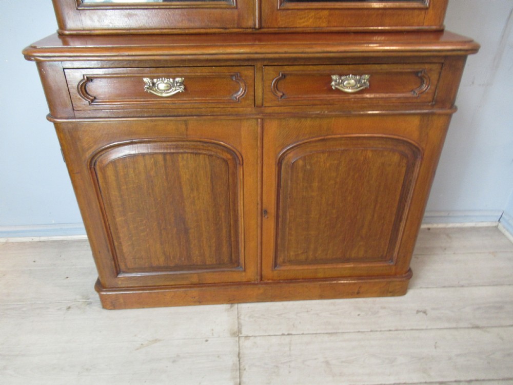 Victorian oak cupboard bookcase View III