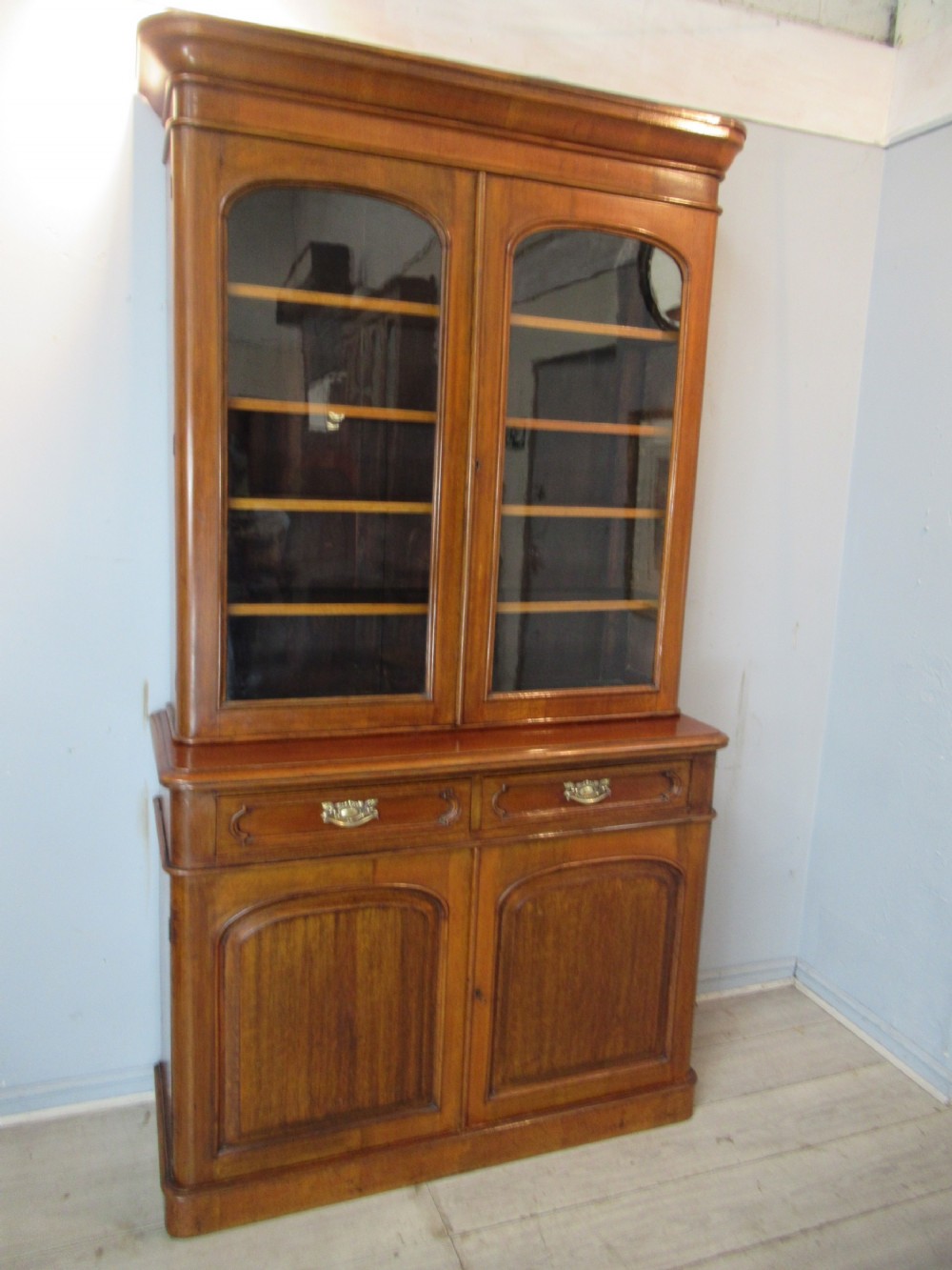 Victorian oak cupboard bookcase