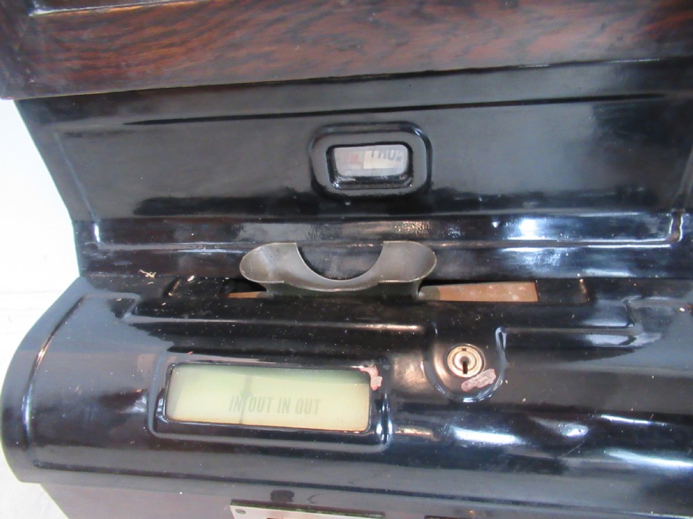 American made oak cased time  recorder clock ( clocking in works  ) View VI