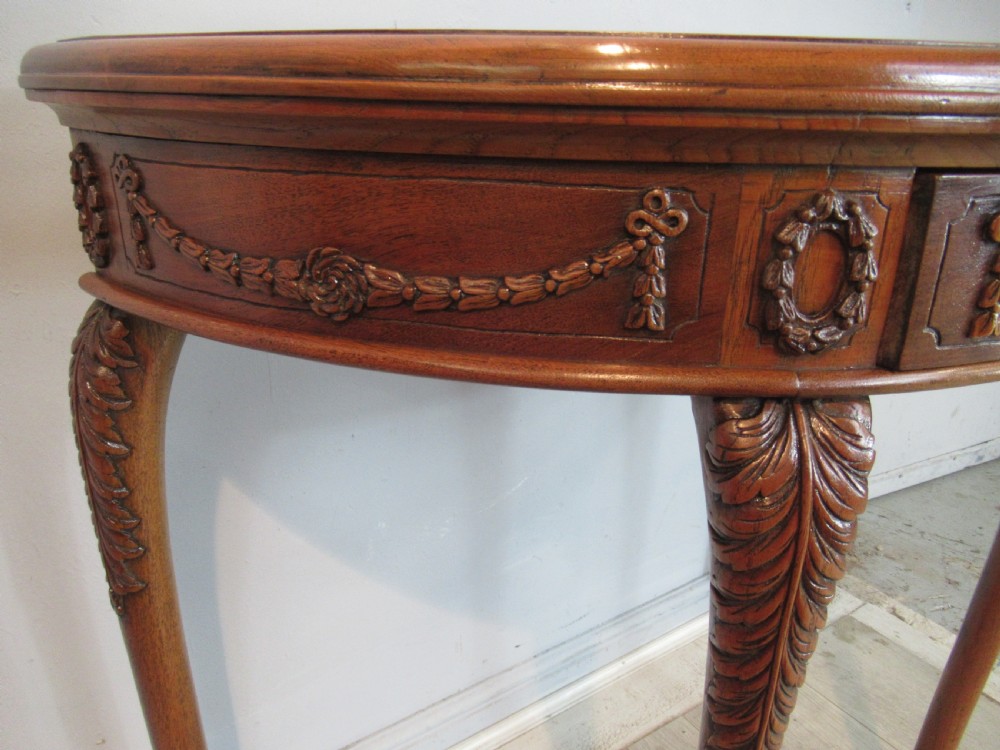 Teak   half round side table View III