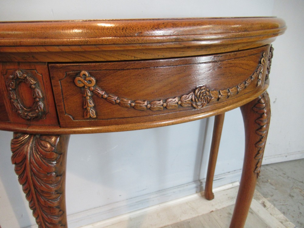 Teak   half round side table View IV
