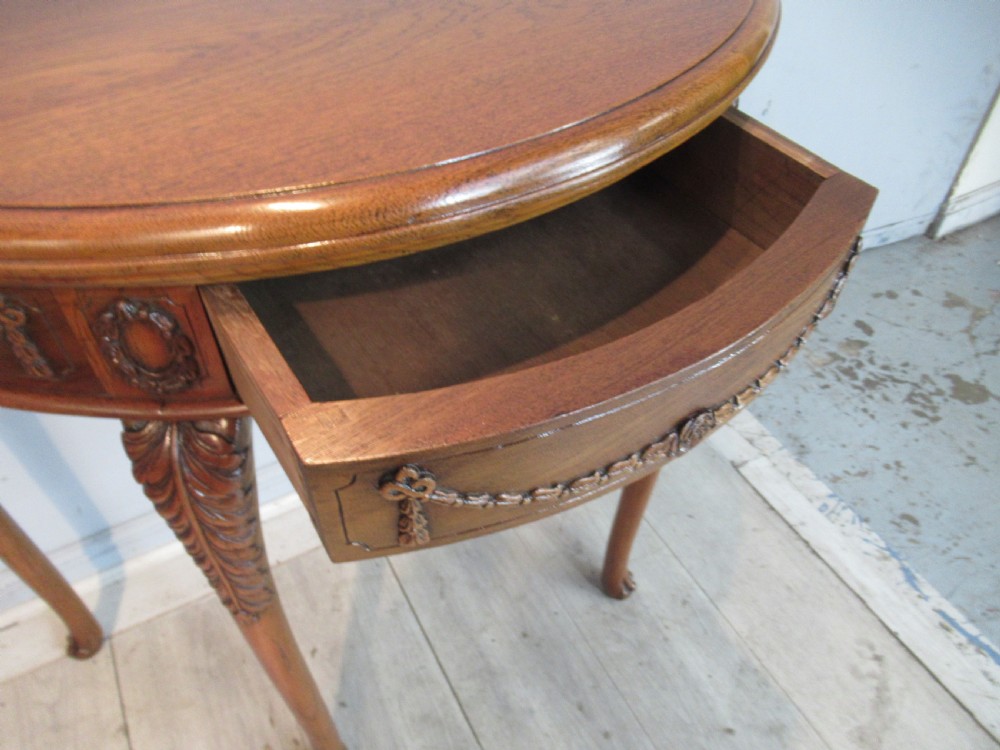 Teak   half round side table View V