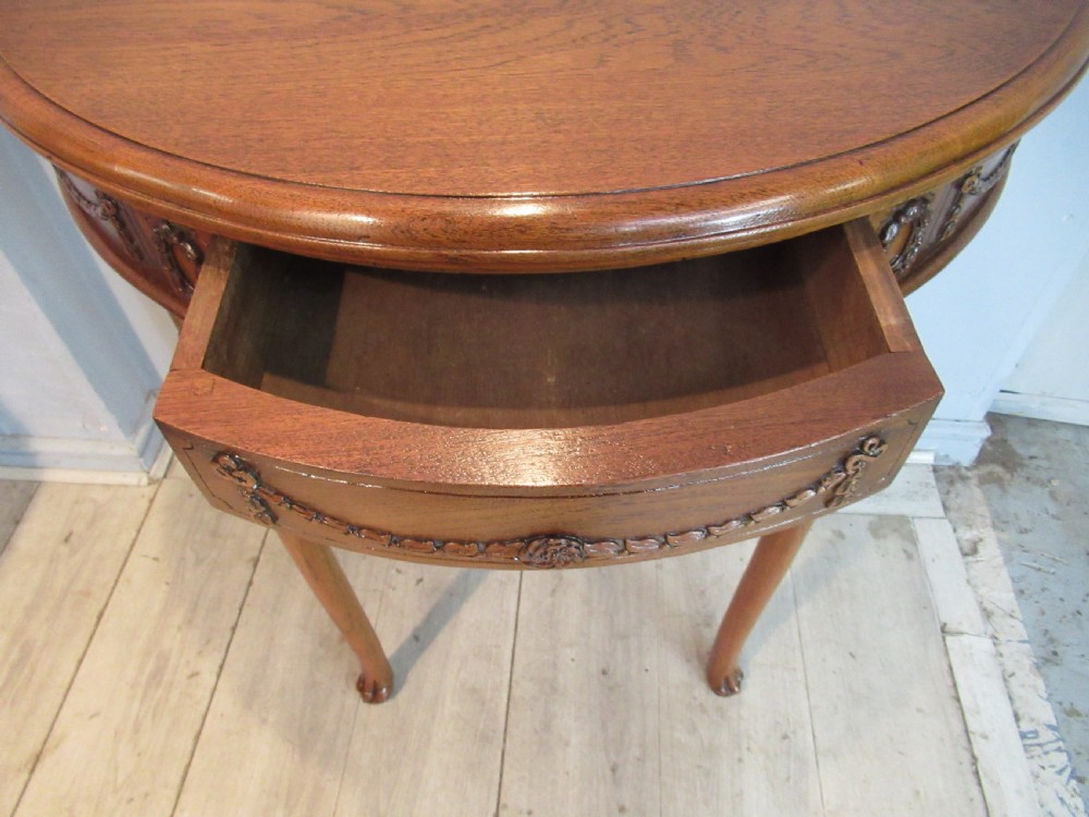 Teak   half round side table View VI