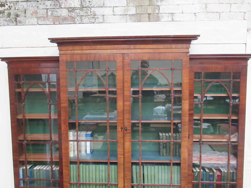 Regency period  mahogany break front  bookcase View IX