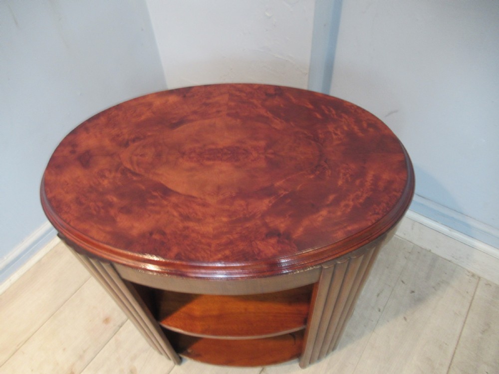 Art Deco period  walnut and burr walnut oval table View IV