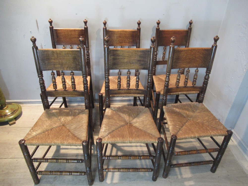 Set of six  oak and beech  kitchen dining chairs View II
