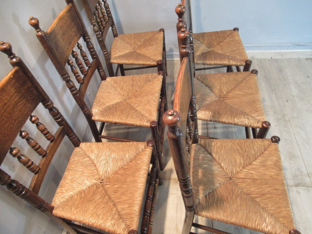 Set of six  oak and beech  kitchen dining chairs View III
