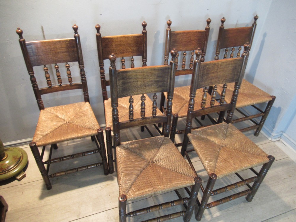 Set of six  oak and beech  kitchen dining chairs View IX