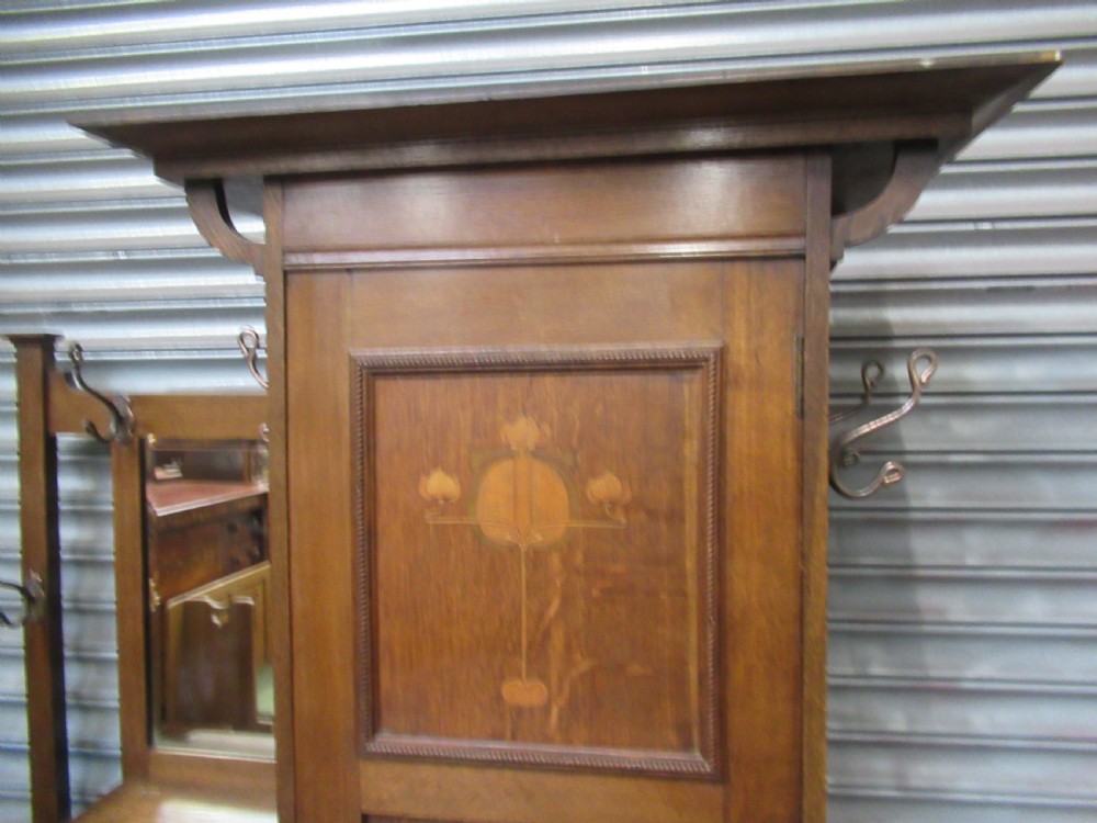 Arts and Crafts  oak hall stand /cupboard View II